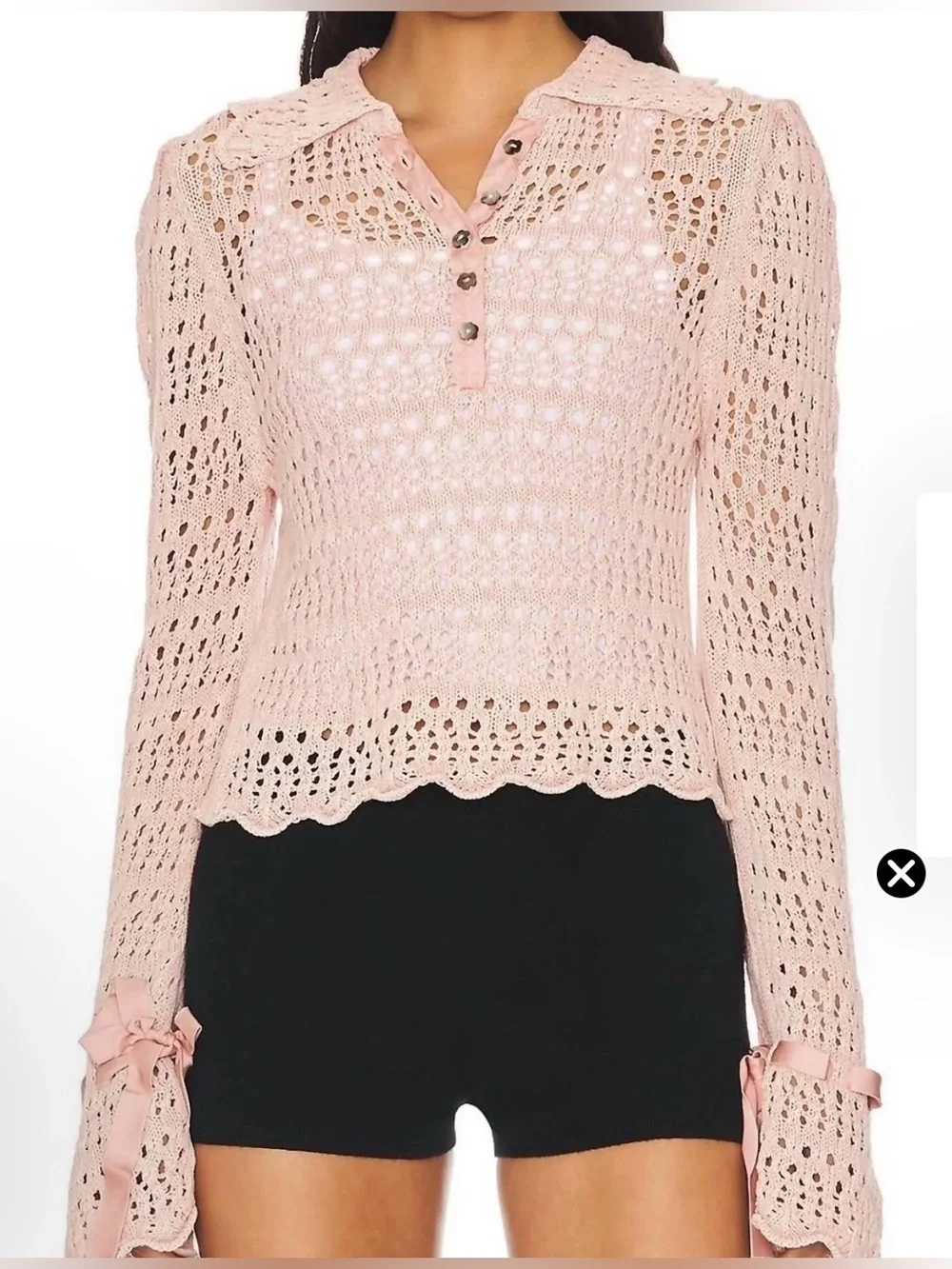 Free People, Blush Open Knit Collared Sweater XS P2P 19” | 512. No ribbons